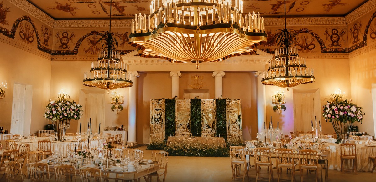 Udman Square venue interior with elegant lighting and wedding decor