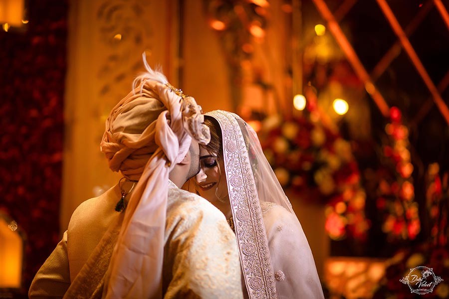 Prakriti and Sahil sharing a moment during their wedding ceremony