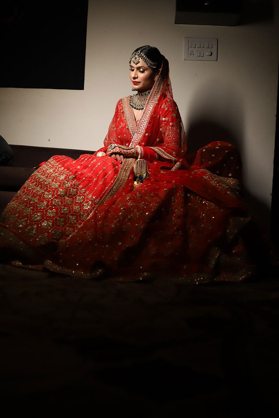 Ayushi and Shashwat in an evening portrait during their wedding celebration
