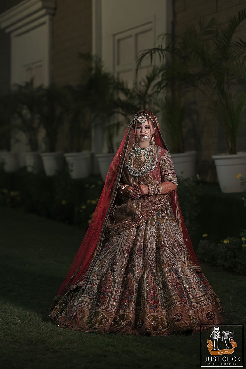 Close-up portrait of the bride in low light