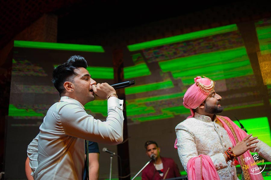 Sanya and Anish in a lively candid moment during their wedding festivities