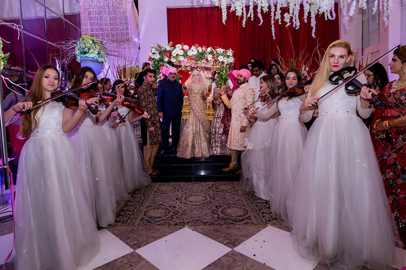 Floral-decorated wedding mandap at Neha and Pawan's celebration