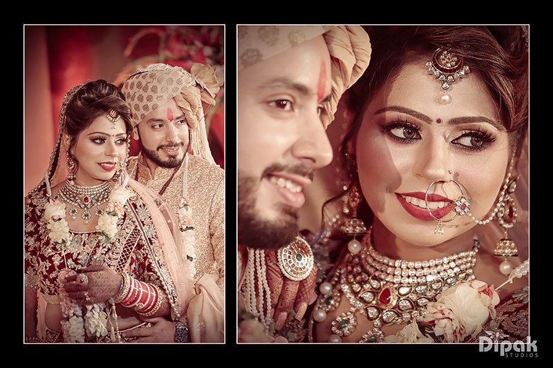 Close portrait of Deepak and Anjali at their wedding