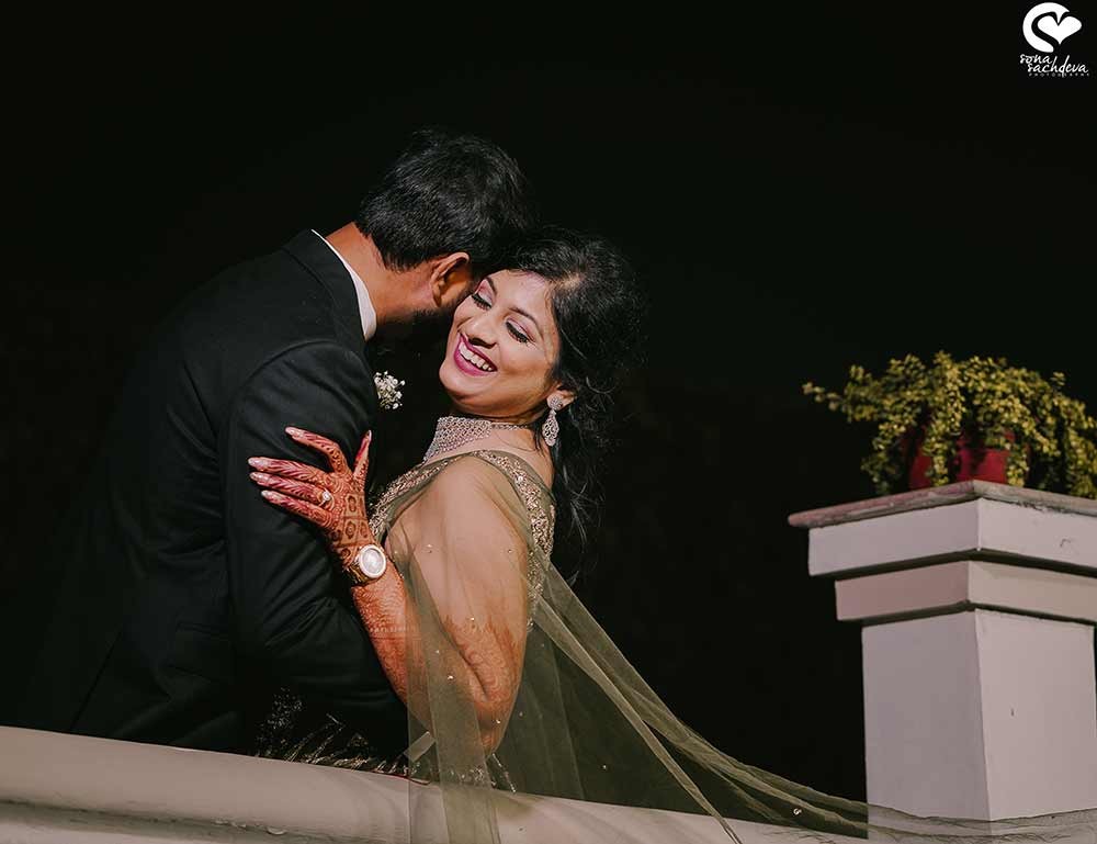 Deepanshu and Sonali in a candid evening portrait during their wedding festivities