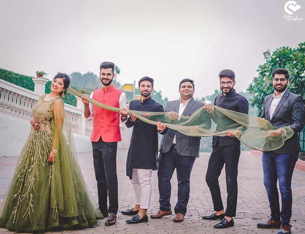 Deepanshu and Sonali captured in a joyful moment during their wedding festivities
