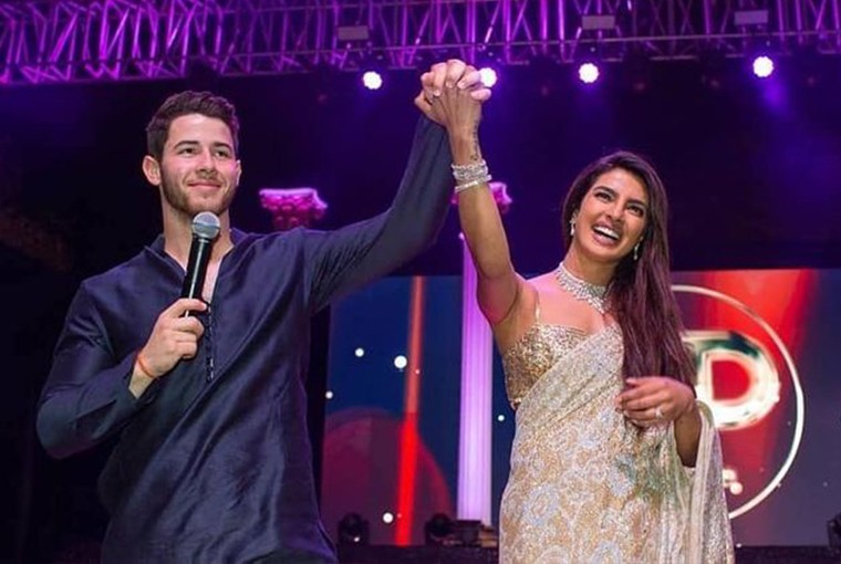 Nick and Priyanka on their Sangeet