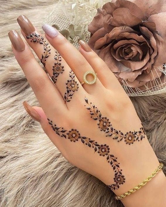 Spiral Vines with Tiny Buds mehndi design