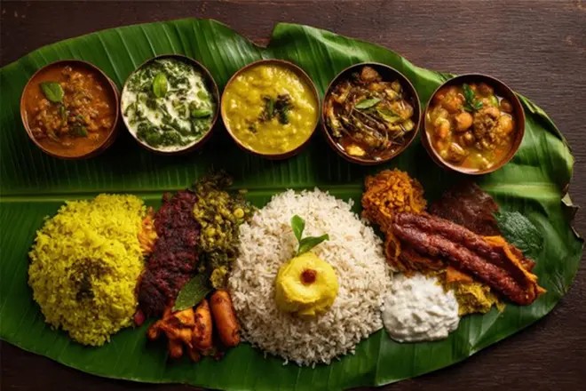 South Indian Feast on a Banana Leaf