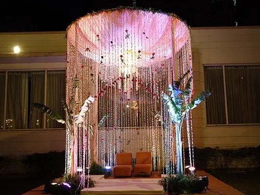 Mandap with Glass and Light Focus