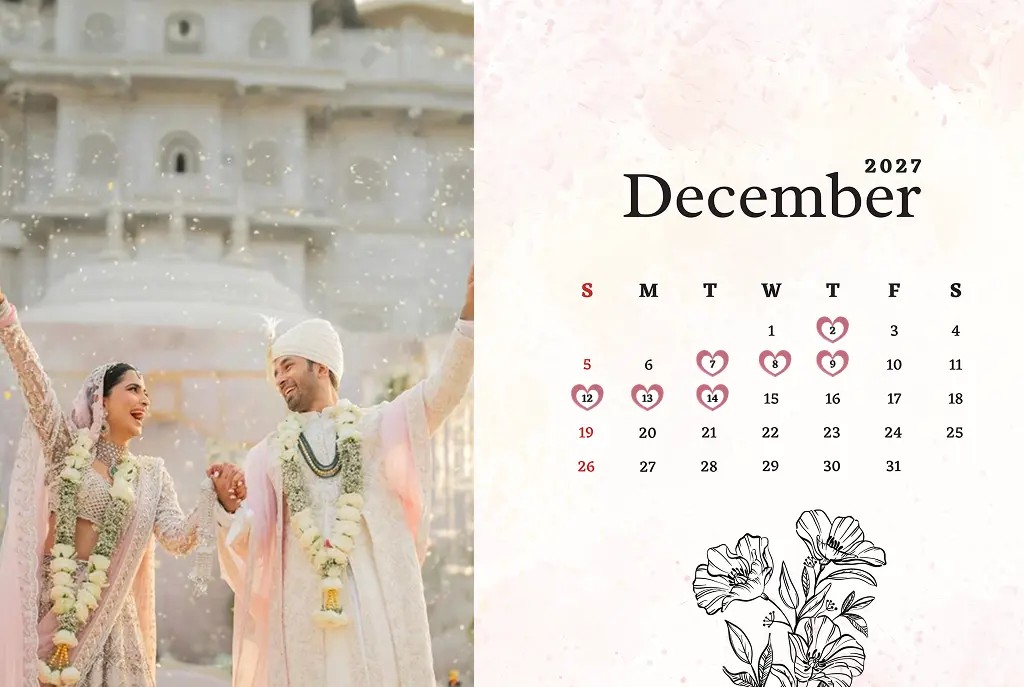 december wedding dates 2027