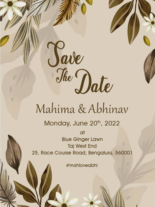 Wedding Green Leaf Invite