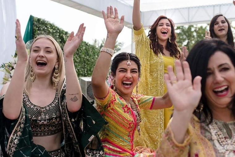 Priyanka with Sophie Turner and Parineeti