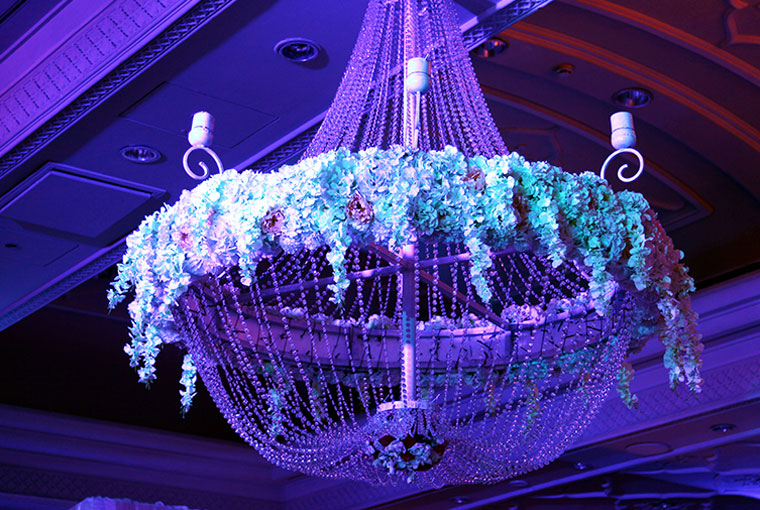 Chandelier adorned with flowers