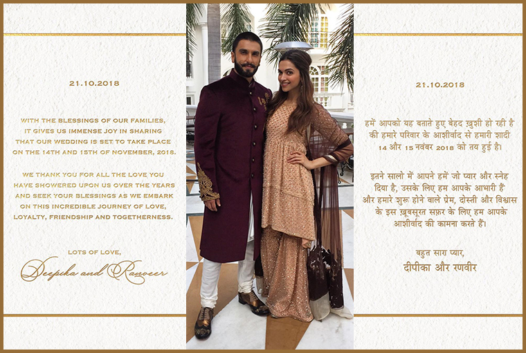 Deepika and Ranveer’s November Wedding