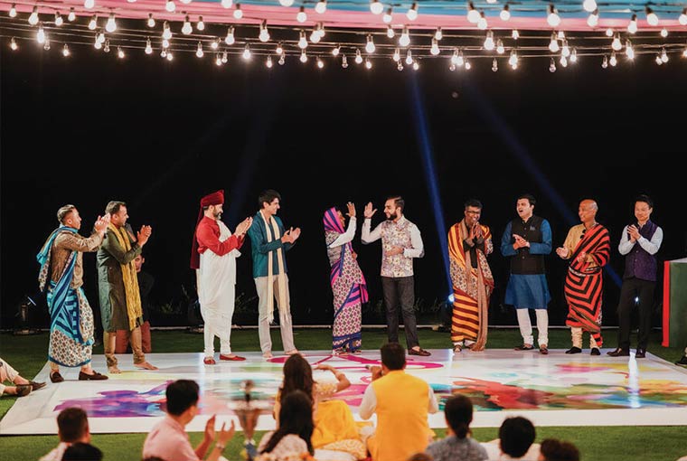 saree tying competition at Indian WEddings