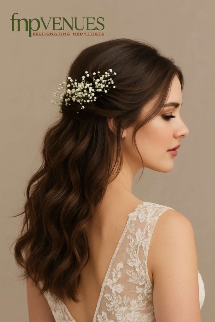 Open Hair with Baby's Breath for weddings girl