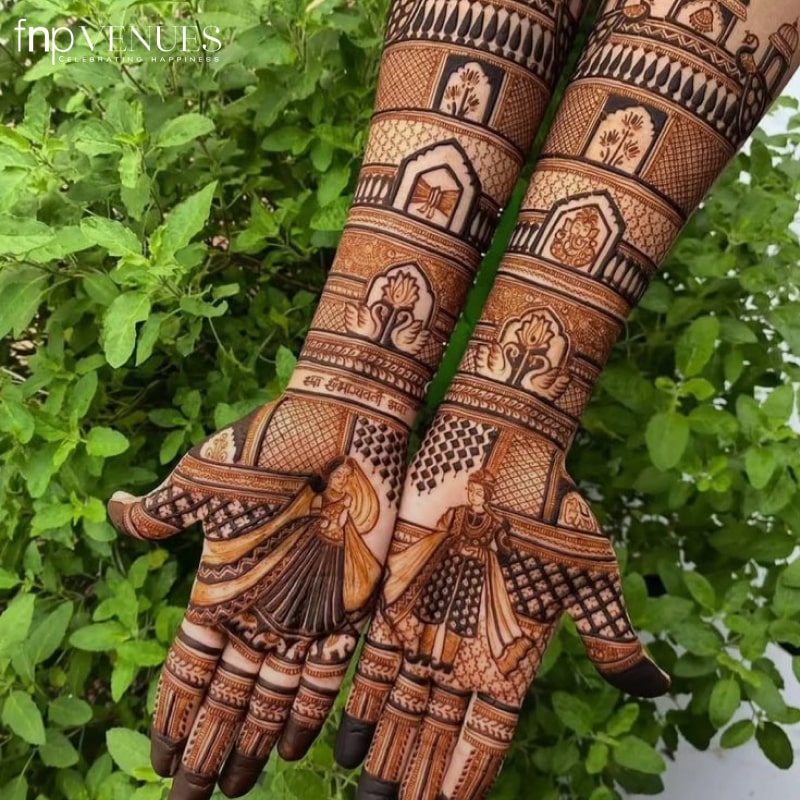 bride and groom mehendi design