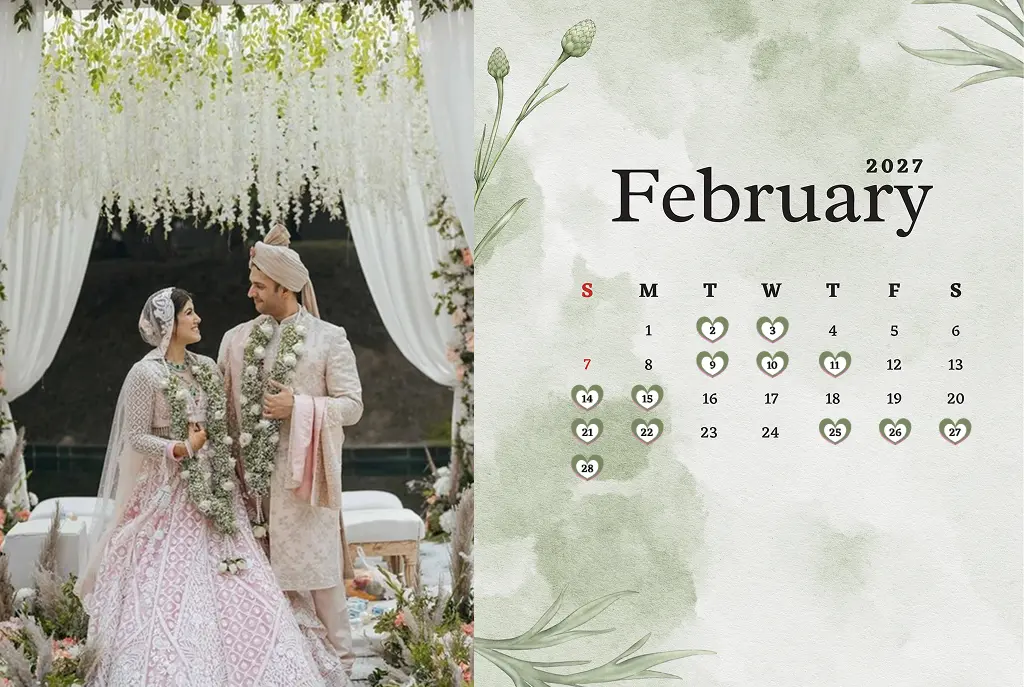 February wedding dates 2027